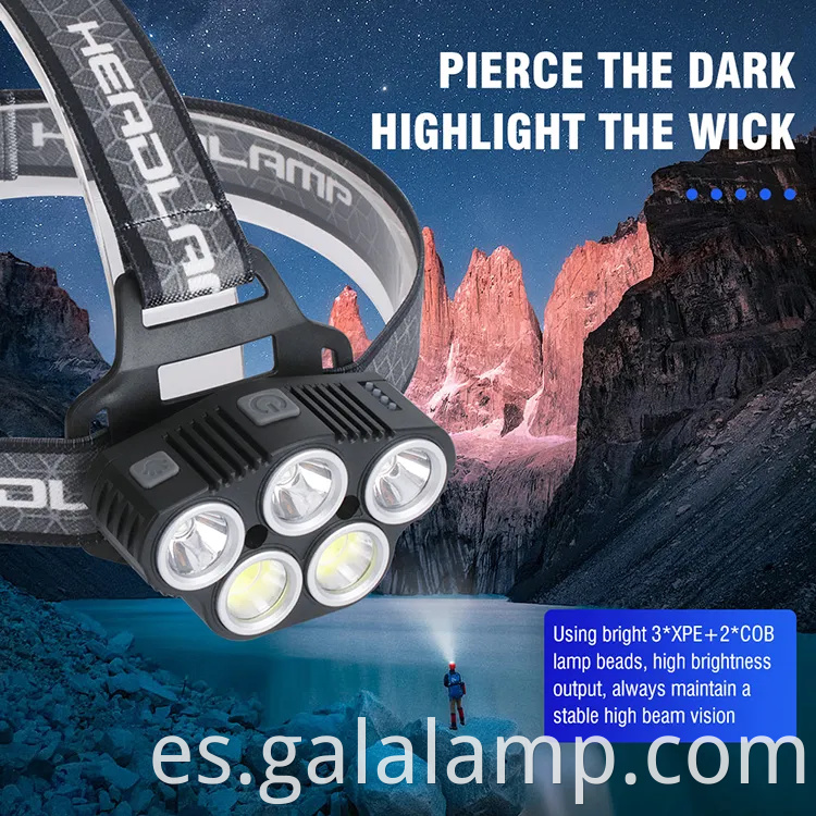 Ultra Bright LED Five Headlamp para aventuras al aire libre